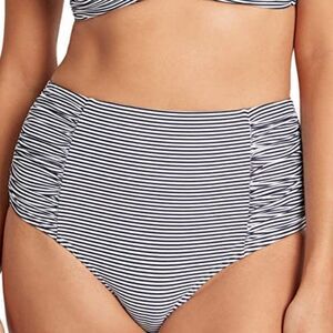 Sea Level Black White High Waist Bikini Bottoms 16